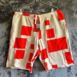 Mark McNairy Mens XL Graphic Sweat Shorts Red Square Streetwear Lounge NWT $136